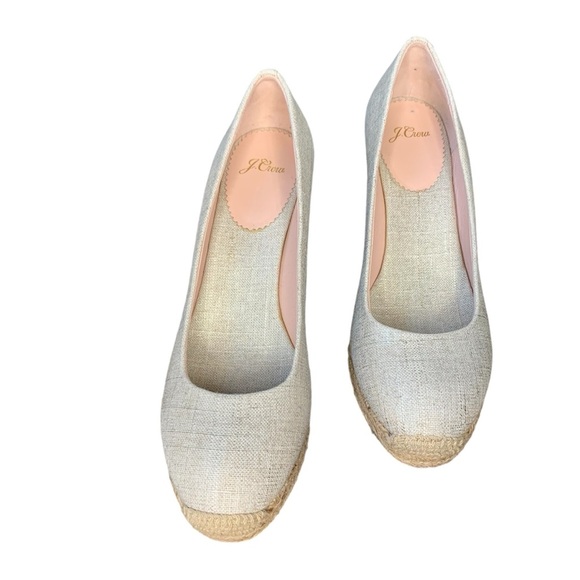 J. Crew Seville natural/metallic gold espadrille wedge jute heel. EUC Size 9.5 - Picture 2 of 10
